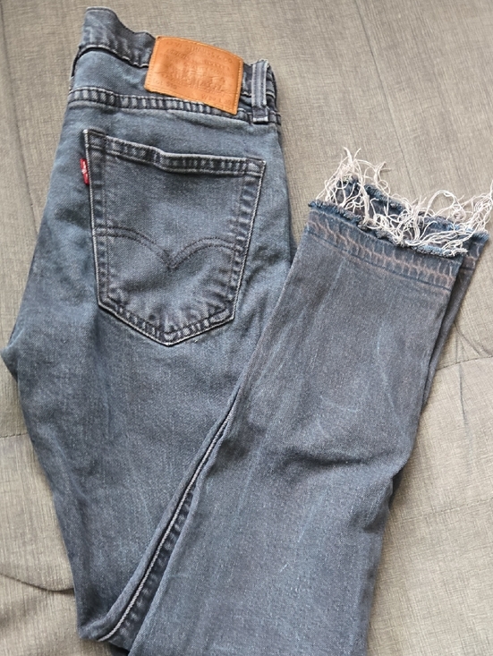 Levi's Denim - Levi's Dark Blue Cropped Frayed Hem Jeans